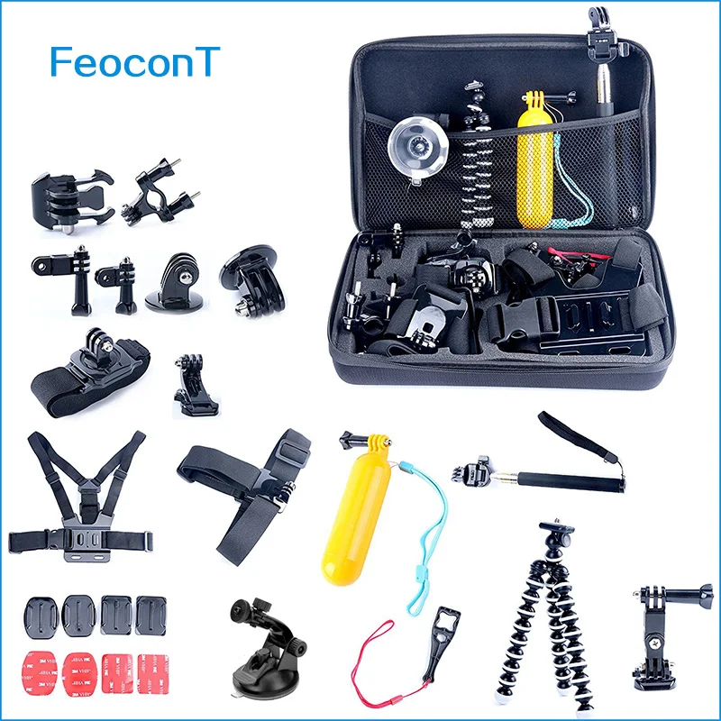 Buy Cheap Feocont Gopro Accessories Set Helmet Strap Mount Suitable to Go pro Hero5 5s 4 3 SJ4000 SJCAM xiaomi yi 2 Camera