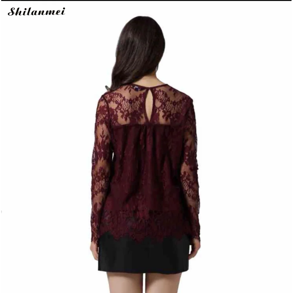 Blusas 2019 женская блузка Весна Осень Сексуальная Прозрачная Тонкая Рубашка
