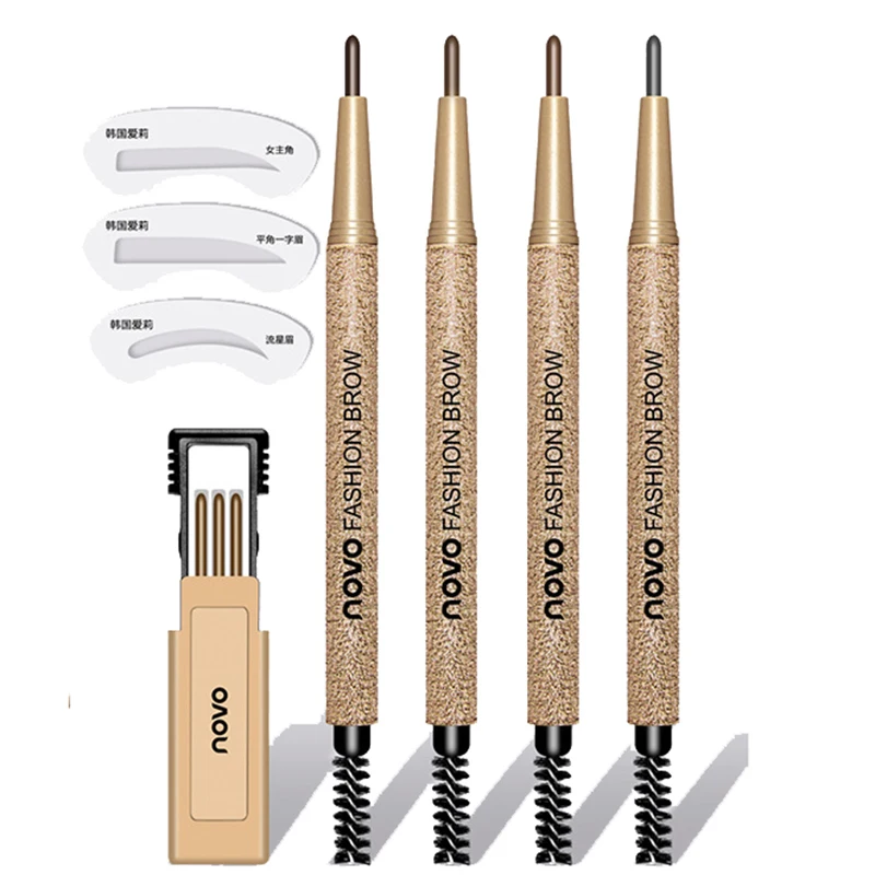 

NOVO Rotation Tattoo Brow Pencil With Brush +3pcs Replacement Refill + 3pcs Template Eyebrow Eyeliner Shadow Sombrancelha