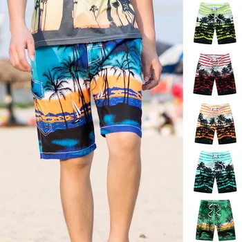 

LAAMEI Tree Print Beachwear Men Shorts 2018 Casual Male Elastic Waist Fashion Hawaiian Beach Shorts 6 Color Plus Size 6XL 3XL
