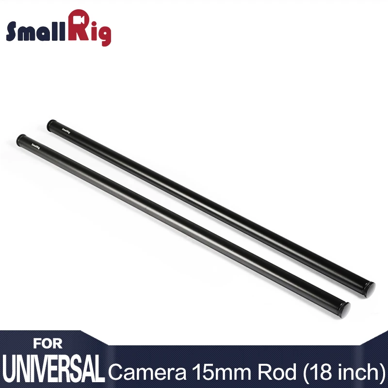 SmallRig Черный алюминиевый сплав 15 мм стержни 18 дюймов в длину с M12 внутренней резьбой включает в себя M12 стержневые колпачки(пара в упаковке)-1055