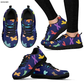 

INSTANTARTS Colorful Chromosome DNA Printed Running Shoes Woman Lightweigt Summer Sports Shoes Breath Lace Up Air Mesh Sneakers