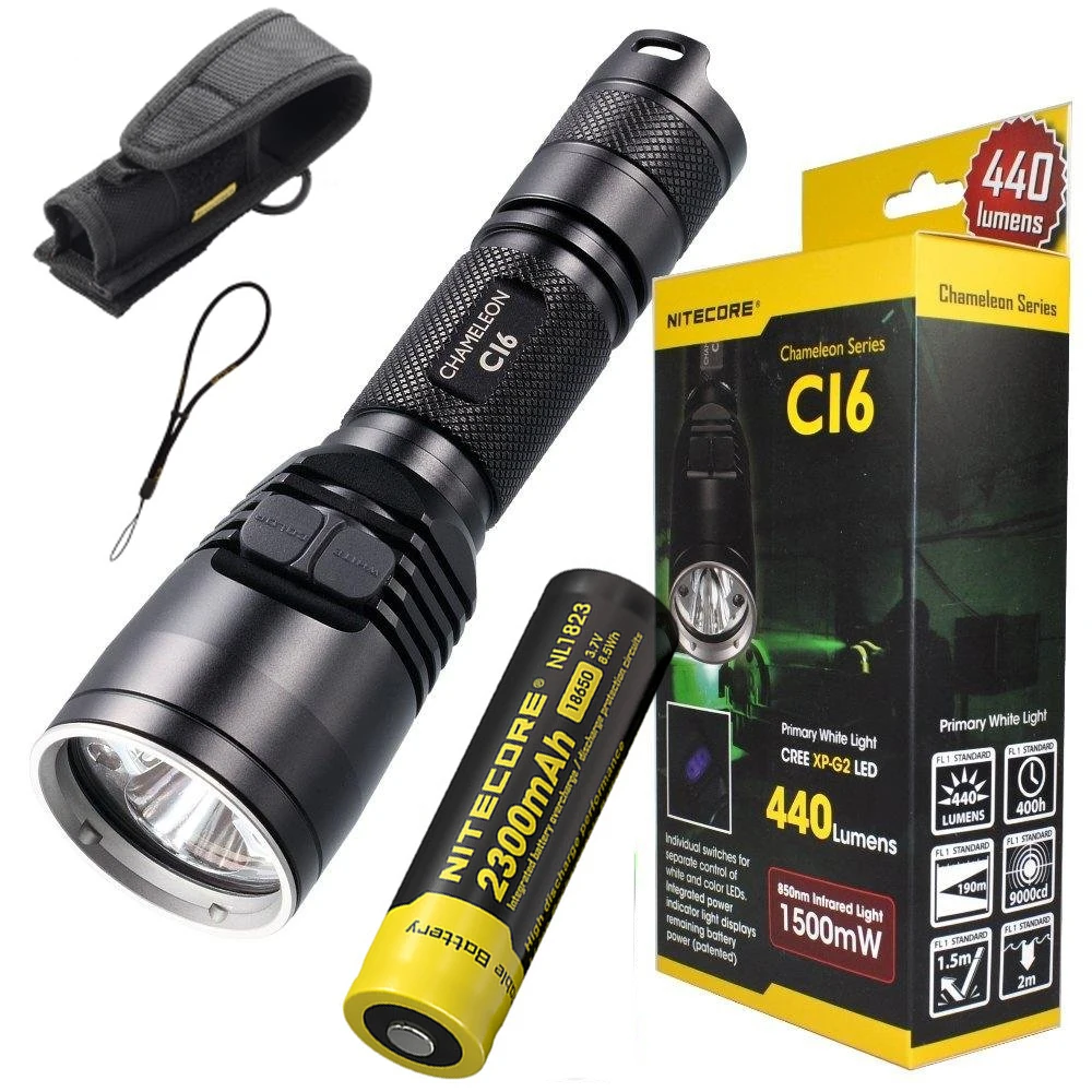

Nitecore CI6 CREE XP-G2 LED 440LM Smart Selector Ring Waterproof Rescue Search Tactical Torch + 2300mAh 18650 battery