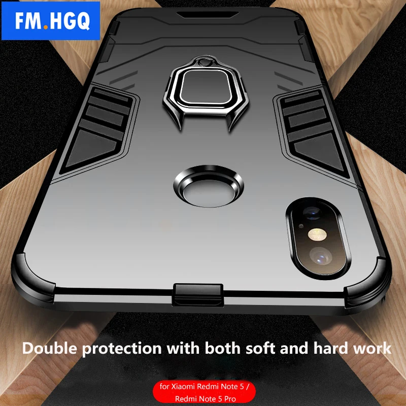 

Magnetic Case for Xiaomi Redmi Note 5 Pro Metal Magnet Ring Holder Phone Shockproof Back Cover For Redmi Note 5 2in1 Phone Shell