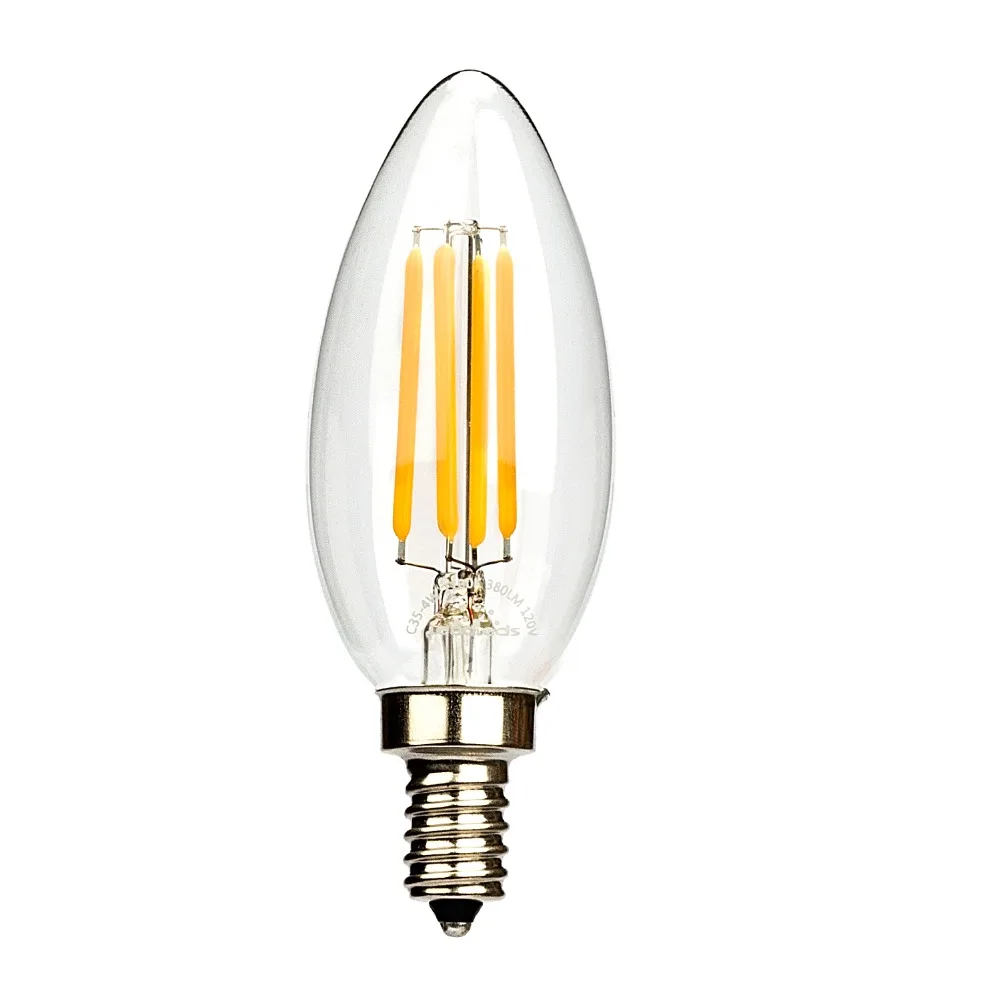 

Leadleds 40 Вт эквивалент светодиодные лампочки канделябры C35 (B11) 120В дневного света светодиодные лампы Эдисона теплый белый 2700k домашний Декор лампа E12 База