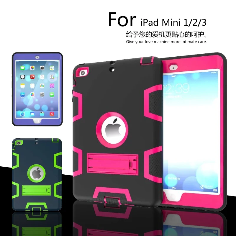 

luxury Heavy Duty Shockproof Hybrid Rubber Rugged Hard Impact Protective Skin Shell Case for iPad Mini 1 2 3 Case Cover