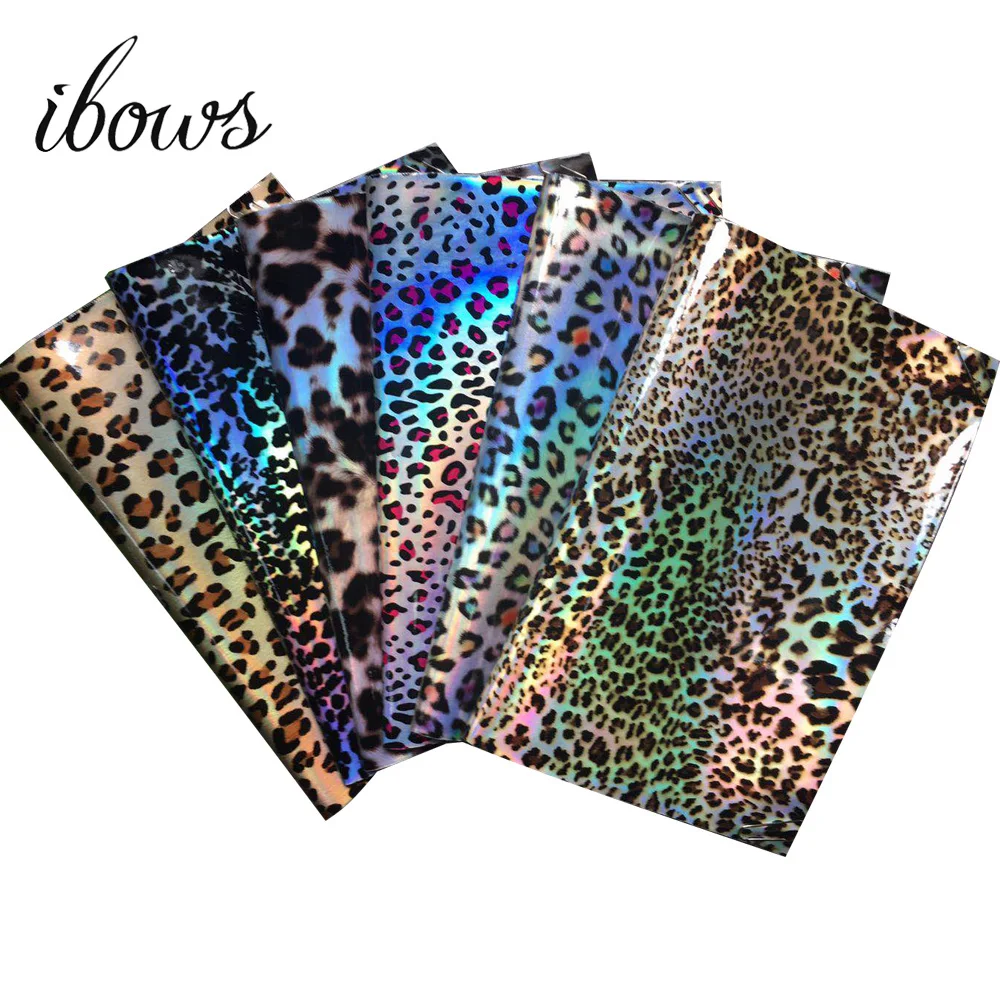 

IBOWS A4 Laser Leopard Leather Fabric Colorful faux leather fabric for bows DIY Home Garment Textile Sewing Accessories Supplies