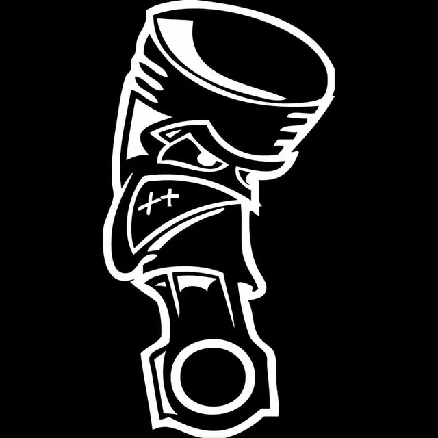 6.9CMX13CM Angry Piston Fun Vinyl Car Stickers Motorcycle Decals Black