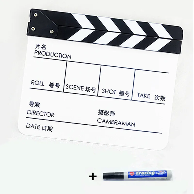 

Clapper Board Video Scene Role Play 30X25 Professional Acrylic Slate Cut Prop Action Film TV Movie Colorful Clapperboard