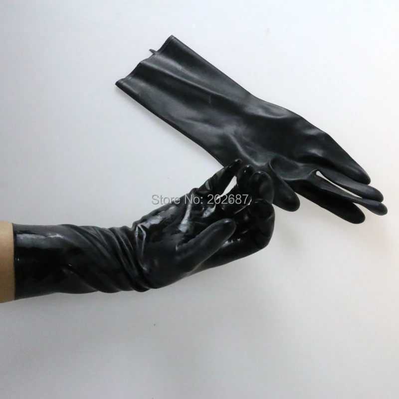 100% Latex Fetish Queen Role Play Toys Black Arm Gloves Sex Games ...
