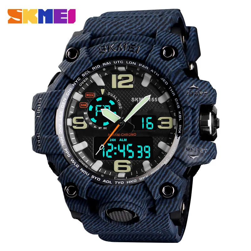 

SKMEI Brand Men Sports Watches Military Waterproof Analog Digital LED Electronic Quartz Wristwatches Relogio Masculino NEW 1155