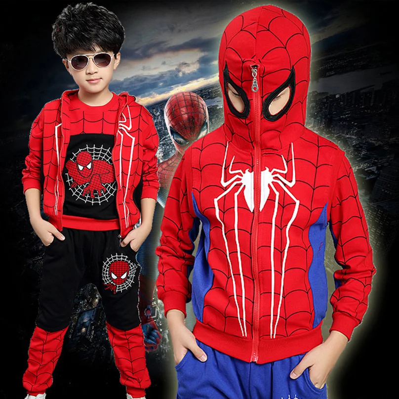 

Winter style fashion cartoon spiderman children clothes kids cotton clothing set for baby boys coat pants shirt suit 3pics/suit