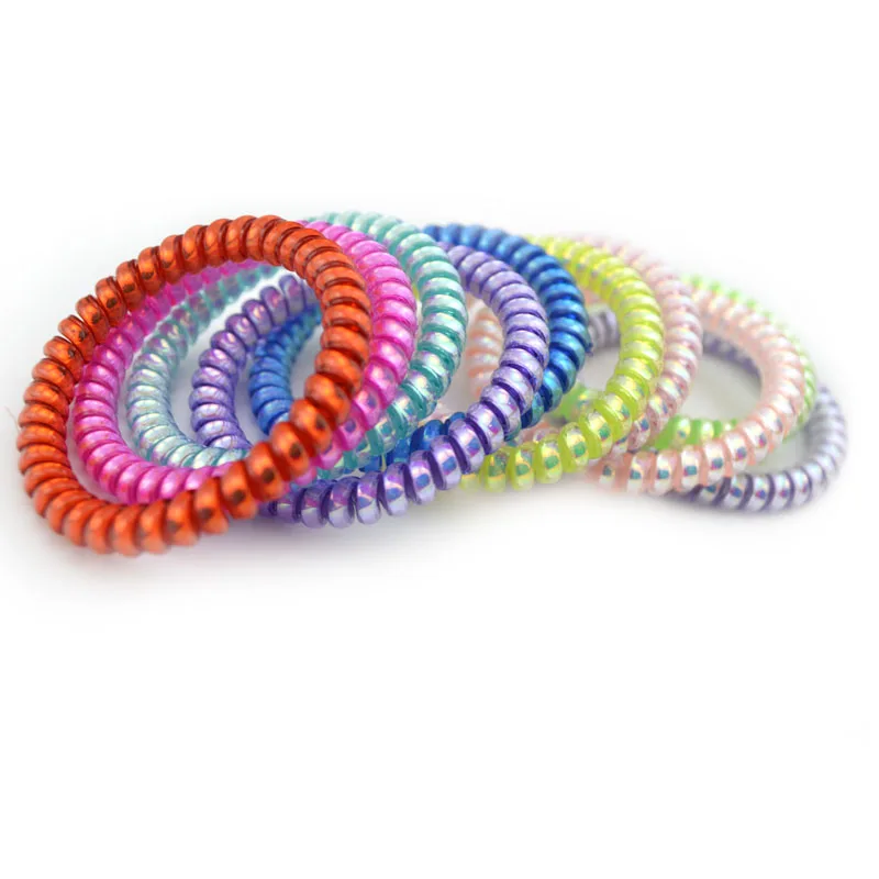 

10 Pcs 10 Color Telephone Wire Hair Ring Headbands Gum AB Colored Elastic Hair Bands For Hair Accessories Hairbands