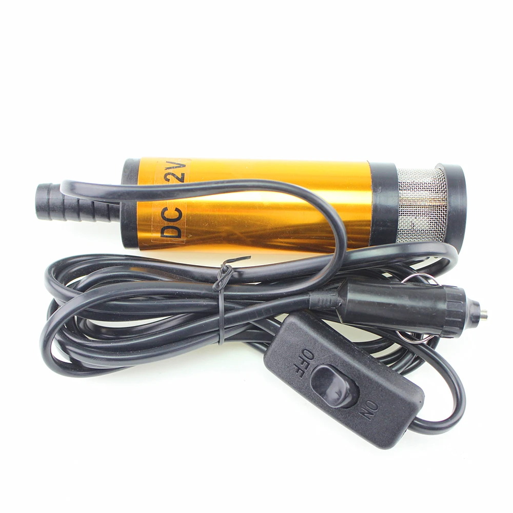 Mini 12V 38MM Electric Water for Diesel Oil Pump Aluminium Alloy Belt Filter Net Submersible Transfer Pump Car Plug 3M