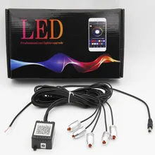 6 м звук активный RGB светодиодный свет салона автомобиля Многоцветный EL неоновая подсветка для салона автомобиля Bluetooth телефон приложение управление атмосферный свет 12 В