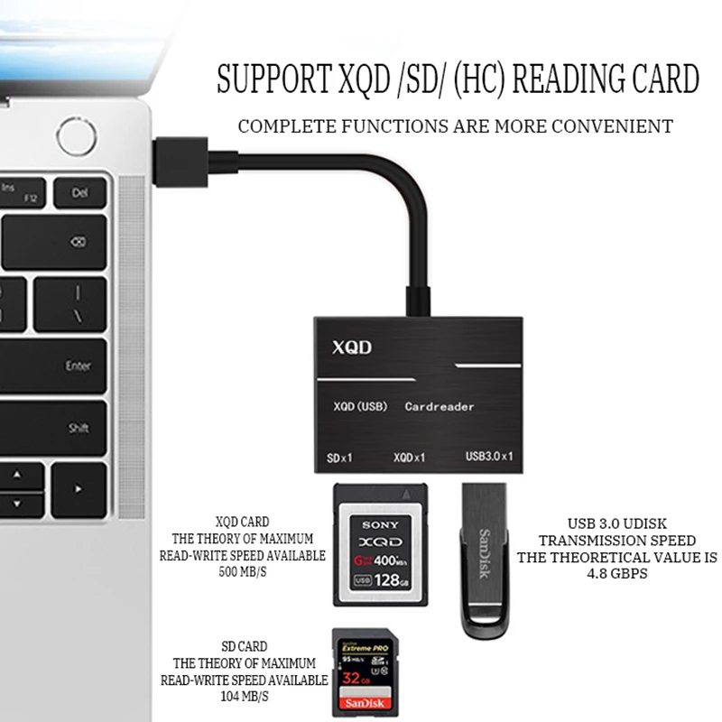 Usb-концентратор для XQD/SD высокоскоростной кардридер адаптер для sony G серии Lexar XQD карты USB 3,0 концентратор