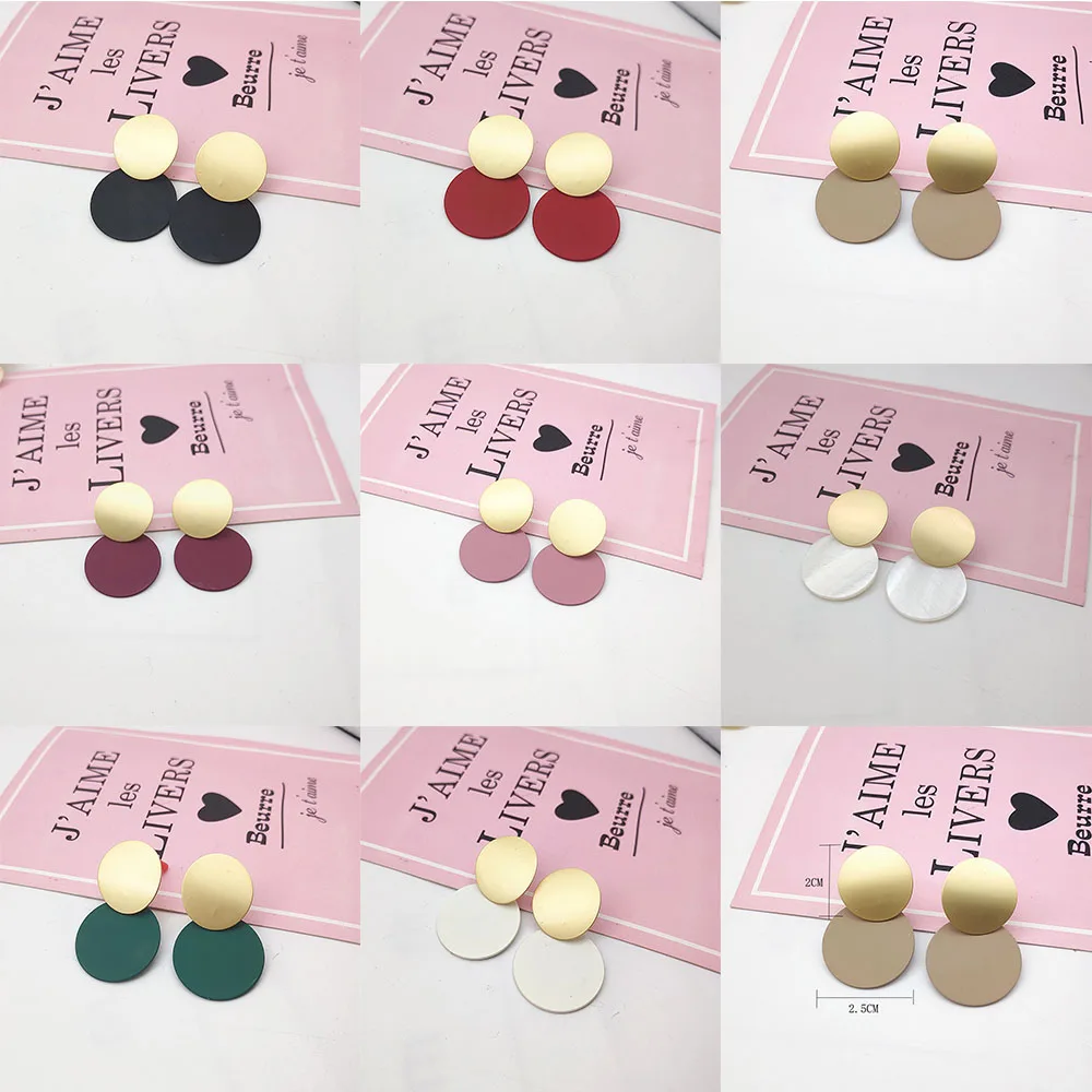 Fashion Round Shell Pendant Earrings drop earrings for women Gold Silver Geometric Earrings Punk Glamour Jewelry Earrings 2018