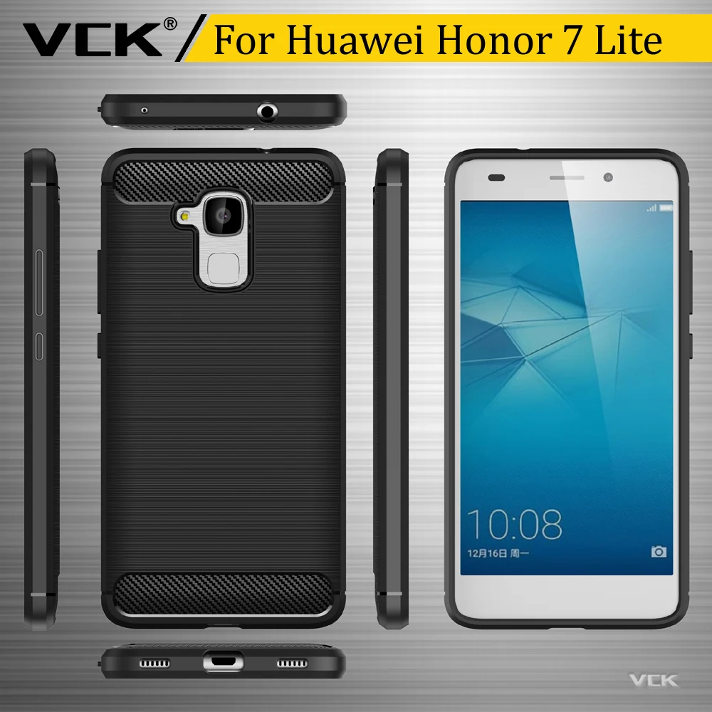 VCK Гибридный Панцири чехол для Huawei Honor 7 lite 5.2 дюймов углерода Волокно текстуры