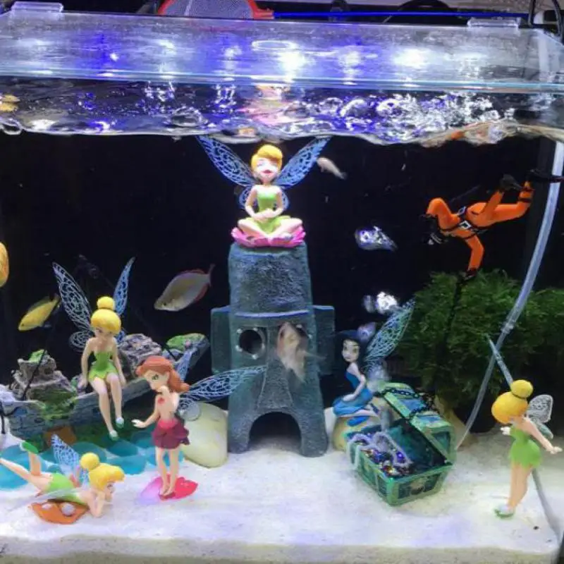 Aquarium Diy Mini Flying Flower Fairy Decoration Fish Tank Garden