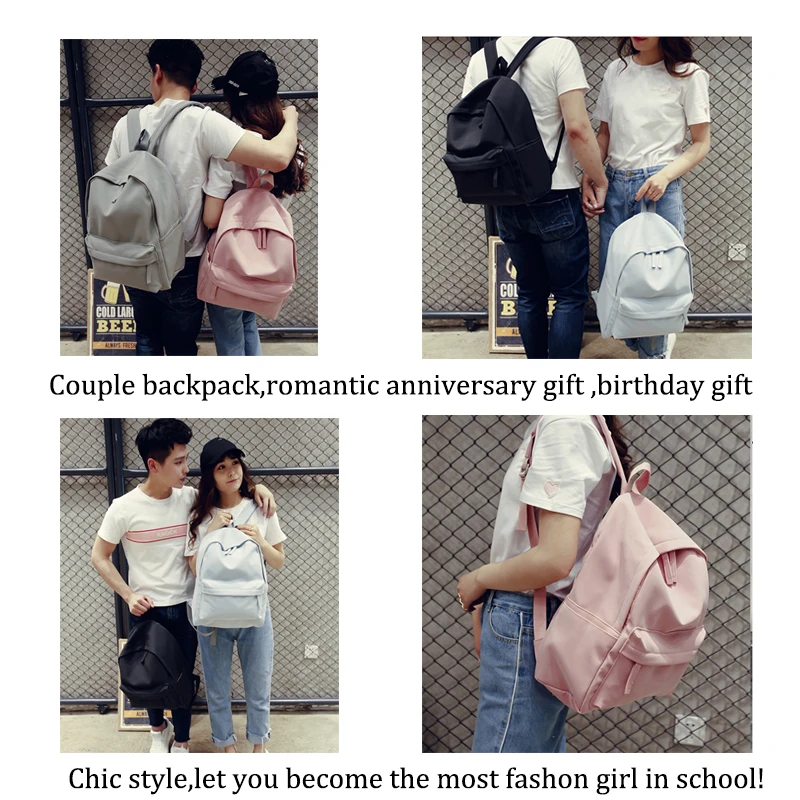 TRISJEM nueva Mochila escolar para mujeres de cuero Pu Rosa Harajuku Mochila para adolescentes Mochila de viaje Mochila para parejas saco azul A Dos TRISJEM nueva Mochila escolar para mujeres de cuero Pu Rosa Harajuku Mochila para adolescentes Mochila de viaje Mochila para parejas saco azul A Dos