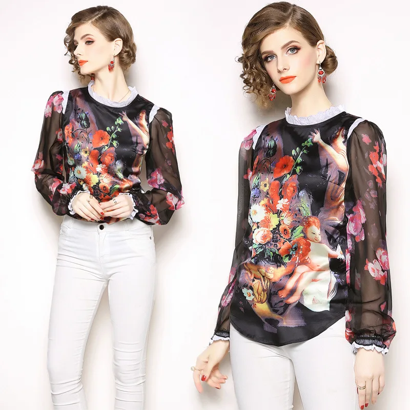 

New Spring Autumn Tops Ladies Blouse Fashion Long Sleeve Print Shirt Female Blouses Blusas