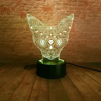 

Animal Model Luminous Juguete 3D Illusion Led Flashing Light Desk Nightlight Cat Model Toys Holiday gift