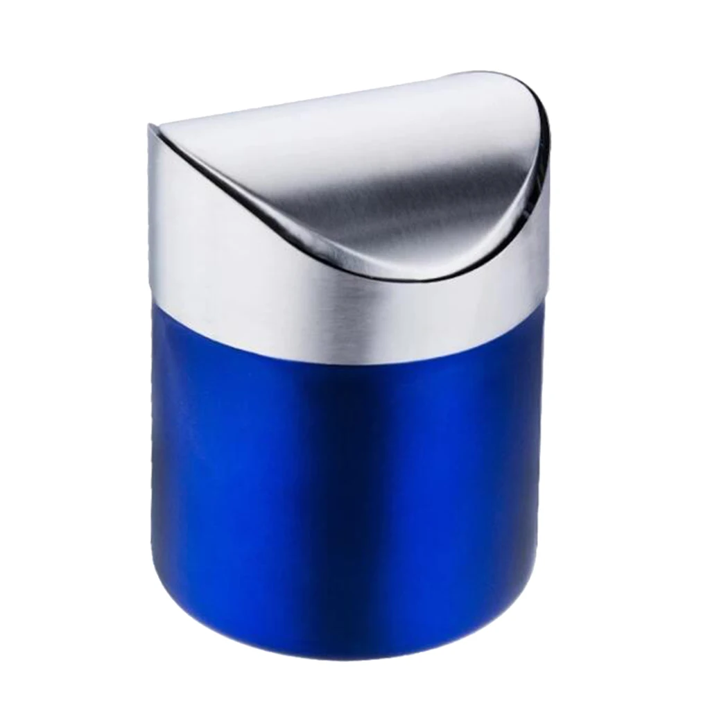 Blue/Pink/Green/Red/Silver Stainless Steel Trash Cans Desktop Mini Ashtray Car Garbage Bin Wastebasket Home/Office