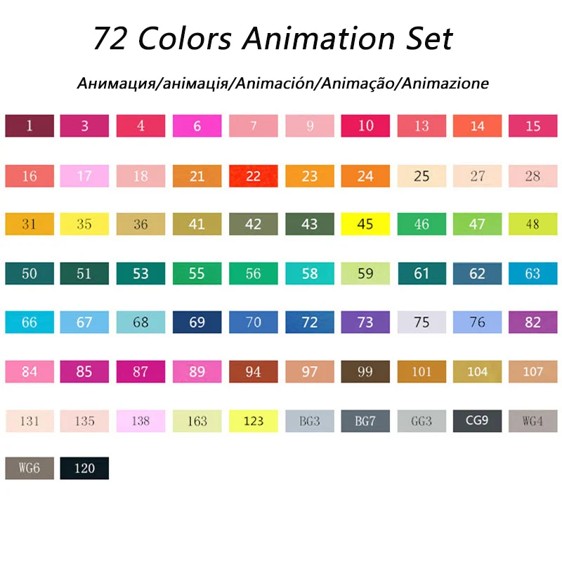 TouchFIVE художественный маркер, 168 цветов, двуглавый спиртовой эскизный маркер для школы, маркер для рисования, анимационный дизайн, школьные принадлежности - Цвет: 72 Animation Design