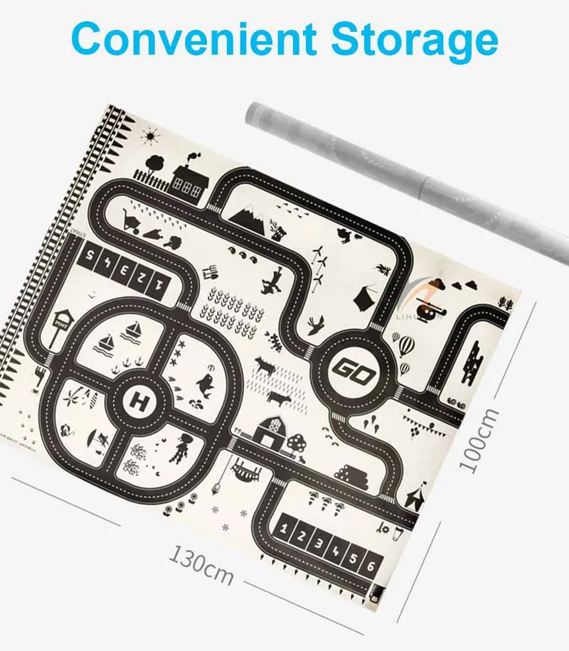 Скандинавское дорожное шоссе карта Детский Игровой Коврик развивающий Детский ковер 130*100 см гимнастические игры ковер с игрушечная машинка из сплава