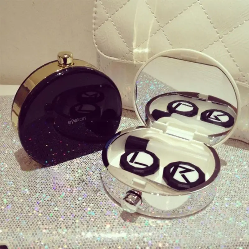 

7.5*7.5*2.3cm Travel Glasses Contact Lenses Box Contact lens Case for Eyes Care Kit Holder Container Gift high quality