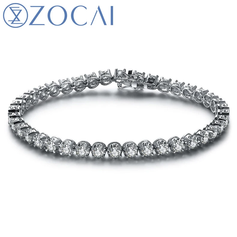 

ZOCAI Real Natural 4.0 CT Diamond Certified I-J / SI in 18K White Gold (AU750) Bracelet S00200