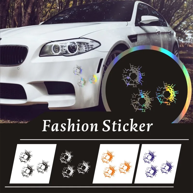 Bullet Holes Glass Art Car Stickers Vinyl Decals car styling Bumper Shielding Paint Scratches decoration 18*13.5cm | Автомобили и