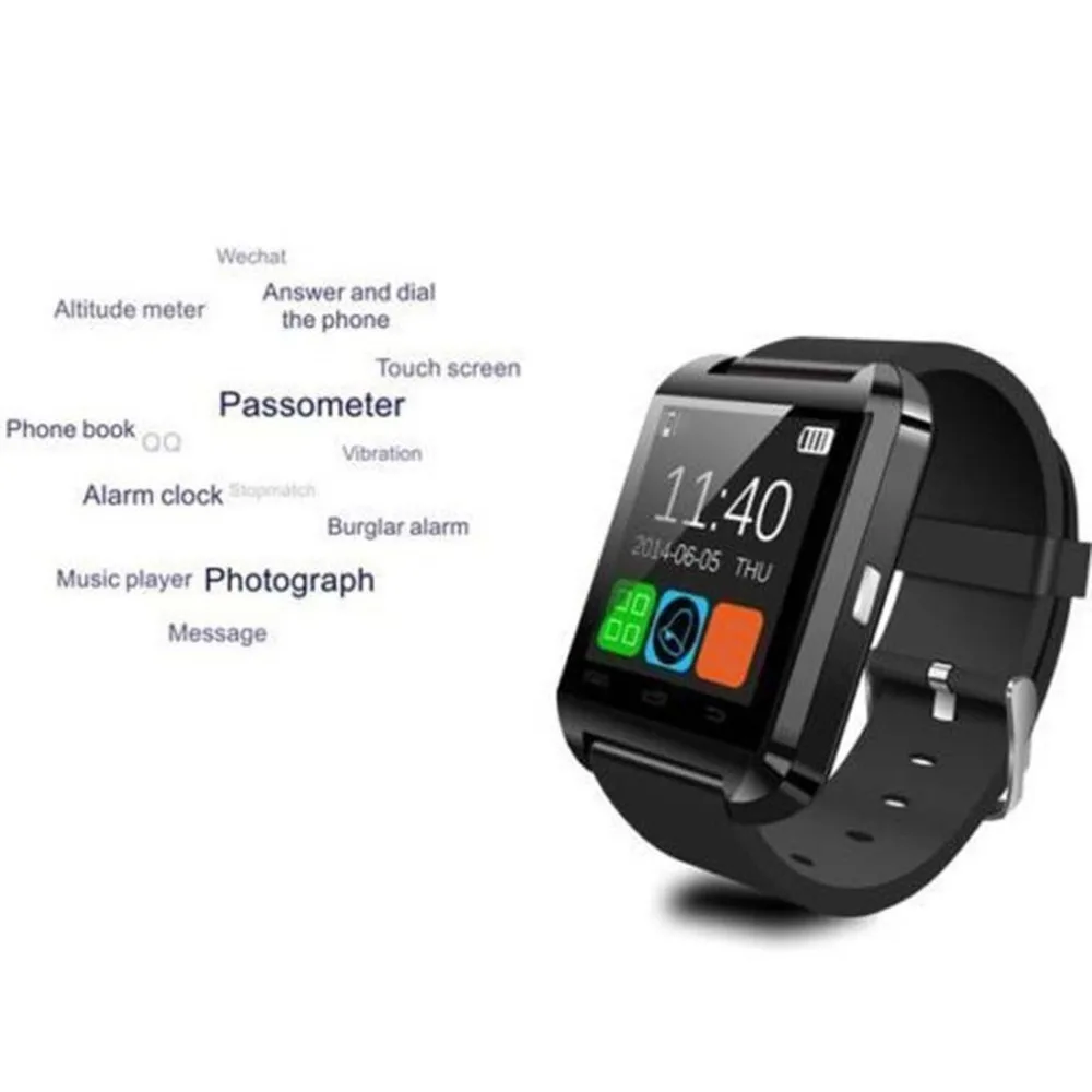 U8 Bluetooth Смарт часы Шагомер альтиметр музыкальный плеер наручные часы дистанционное управление фотосъемка спортивные часы кровяное давление