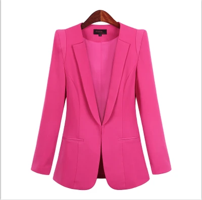 Горячая распродажа черные женские блейзеры и куртки новые весенние Осенние повседневные офисные женские костюмы тонкие однотонные женские куртки размера плюс 5XL - Цвет: rose Red