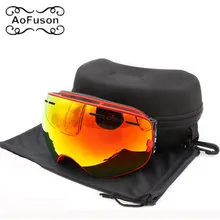 Brand ski goggles double layers anti-fog big vision mask motocross eyewear snow snowmobile snowboard goggle with original case