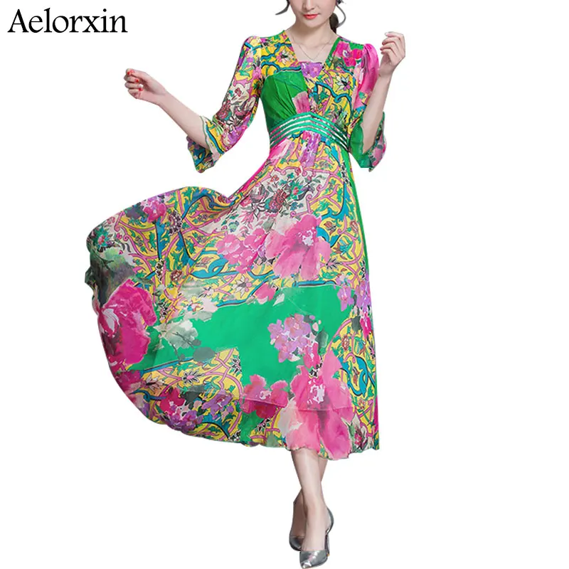 Buy Cheap aelorxin 2017 summer dress sexy Multicolor Floral Print Beach Wear Boho Maxi Dress Women half Sleeve strapless Neck Long Dress