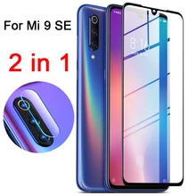 2 in 1 9D full protective Glass for Xiaomi Mi 9 Se screen Camera Lens protector on the for Xiomi Mi9 Se mi9se 9se tempered glass