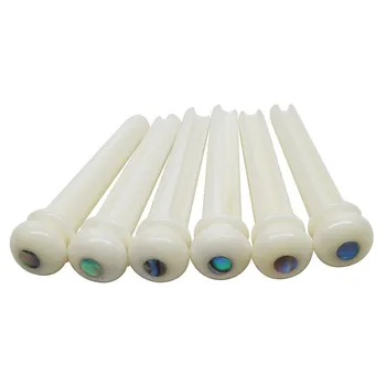 

New 6Pcs Real Bone Material Acoustic Guitar Bridge Pins With Pearl Shell Dot