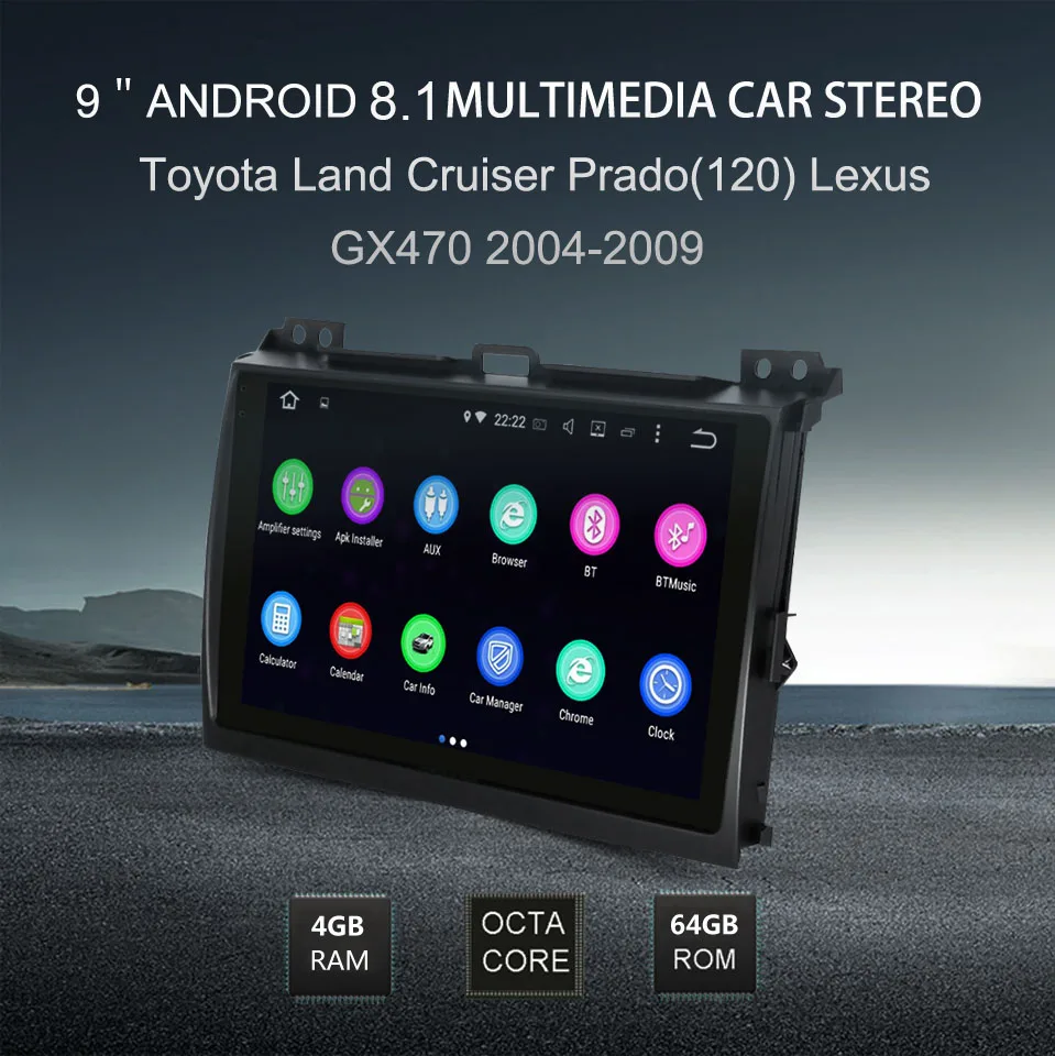 Perfect 9 inch Car Radio DSP For Toyota Land Cruiser Prado 120 LEXUS GX 470 GPS Navi Bluetooth Wifi Video Out Android Multimedia Player 0