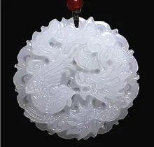 Envío Gratis>> nueva caliente Natural Afganistán jade Blanco Dragón y Phoenix colgante