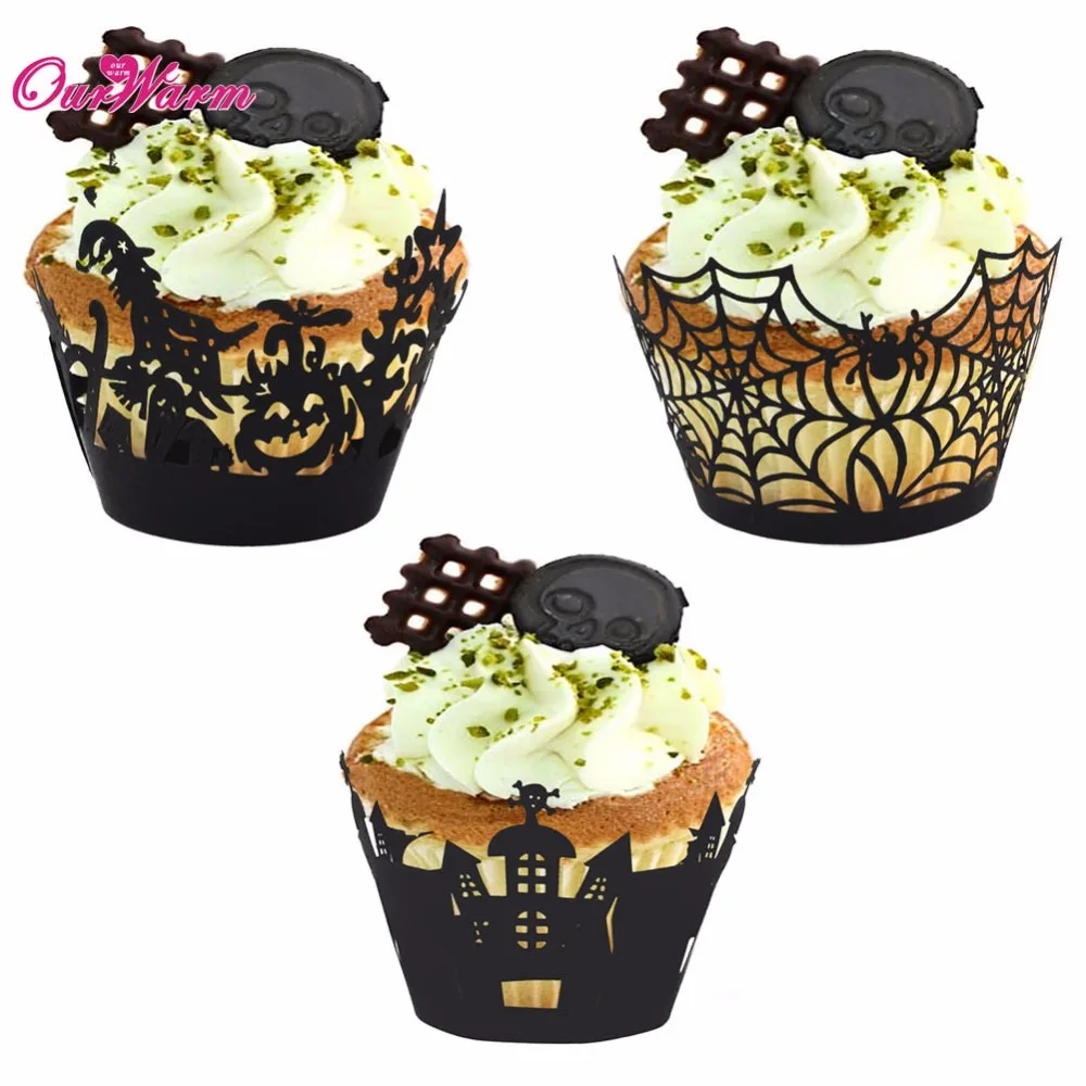 12pcslot hollow laser cut cupcake wrappers halloween decoration cake accessory party decorations event party - Halloween Decorated Cupcakes 12pcslot hollow laser cut cupcake wrappers halloween decoration cake accessory party decorations event party - Halloween Decorated Cupcakes