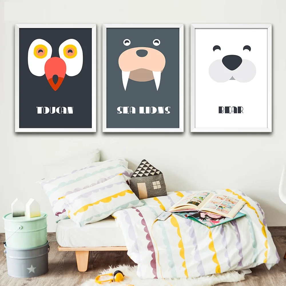 Cartoon-Animal-Sea-Lions-Bear-Art-Canvas-Poster-Minimalist-Painting-Modern-Nursery-Picture-Home-Children-Room(2)