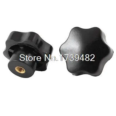 

M8 x 50mm Dia Thread Black Plastic Star Head Clamping Knob Grip 2pcs