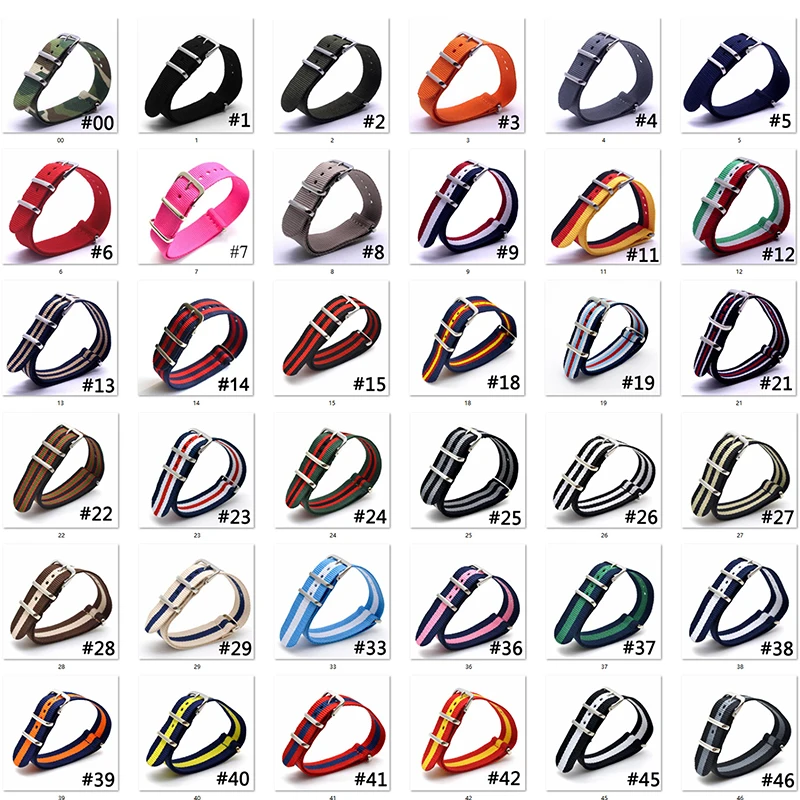 Wholesale Stripe Cambo Solid Black Watch 18 mm Multi Color Army Military nato fabric Nylon watchbands Strap Bands Buckle 18mm Wholesale Stripe Cambo Solid Black Watch 18 mm Multi Color Army Military nato fabric Nylon watchbands Strap Bands Buckle 18mm