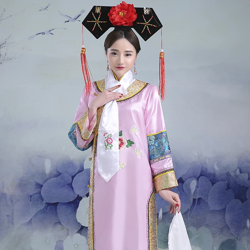 Платье в народном стиле династии Цин женский китайский традиционный старинный Infanta костюм Peri театральные Костюмы Одежда для танцев YZT081903