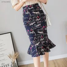 5XL стрейч большого размера, облегающая винтажная юбка-годе для женщин, осенняя элегантная офисная юбка с высокой талией, юбка русалки для женщин