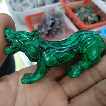 

Natural malachite wolf Skull quartz Hand Carved crystal healing