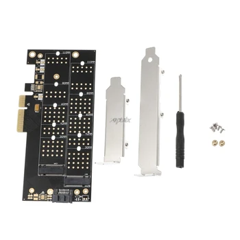 

Dual Port Desktop Next Generation Form Factor M.2 B + M Key SSD to PCI Express PCI-E 4X Adapter Card Drop ship