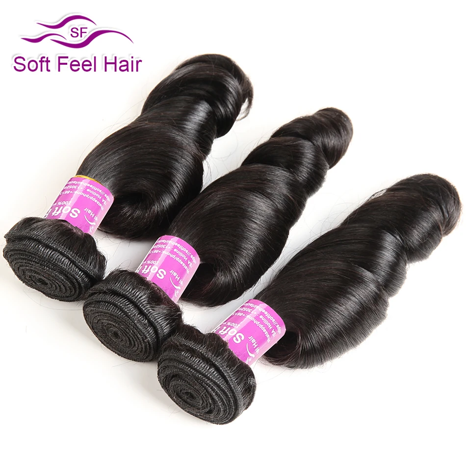 Soft Feel Hair Loose Wave 3/4 Bundles Deal Peruvian Hair Weave Bundles Human Hair Extensions Remy Hair Weave Natural Black Color Soft Feel Hair Loose Wave 3/4 Bundles Deal Peruvian Hair Weave Bundles Human Hair Extensions Remy Hair Weave Natural Black Color