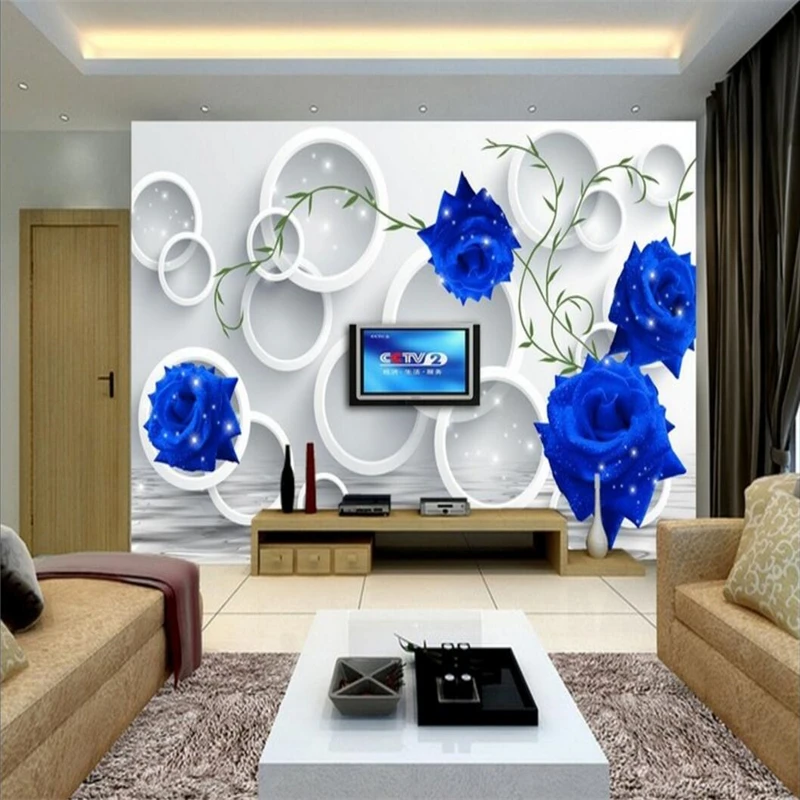 Beibehang пользовательские фото обои настенные наклейки круг Голубая роза простой ТВ фон обои Фреска papel де parede